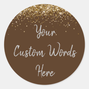 Custom Party Favour Birthday Brown Gold and Silver Classic Round Sticker