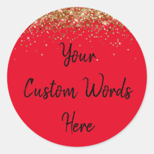Custom Party Favour Birthday Red Gold and Black Classic Round Sticker
