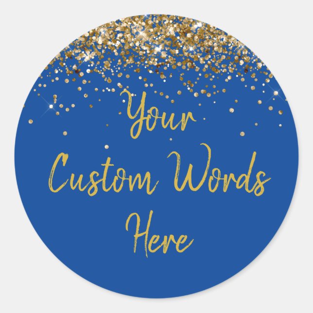 Custom Party Favour Personalised Birthday Blue Gol Classic Round Sticker (Front)