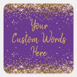 Custom Party Favour Personalised Birthday Purple Square Sticker