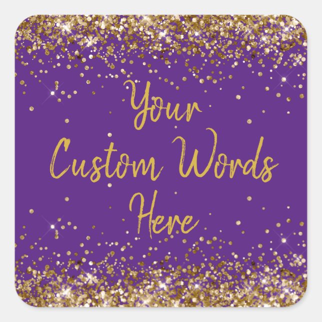 Custom Party Favour Personalised Birthday Purple Square Sticker (Front)