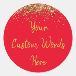 Custom Party Favour Personalised Birthday Red Gold Classic Round Sticker