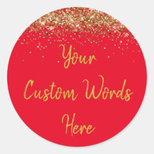 Custom Party Favour Personalised Birthday Red Gold Classic Round Sticker