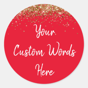 Custom Party Favour Personalised Birthday Red Gold Classic Round Sticker