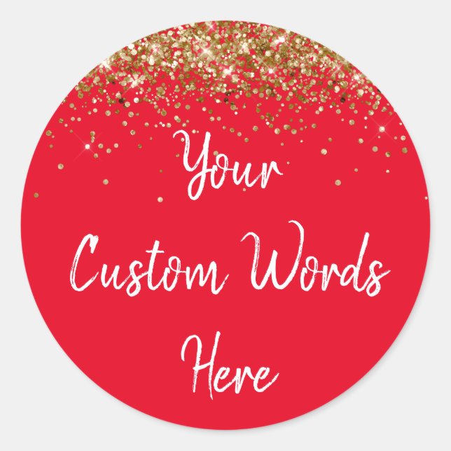 Custom Party Favour Personalised Birthday Red Whit Classic Round Sticker (Front)