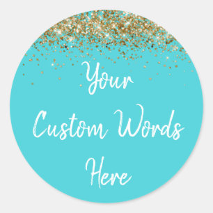 Custom Party Favour Personalised Birthday Turquois Classic Round Sticker