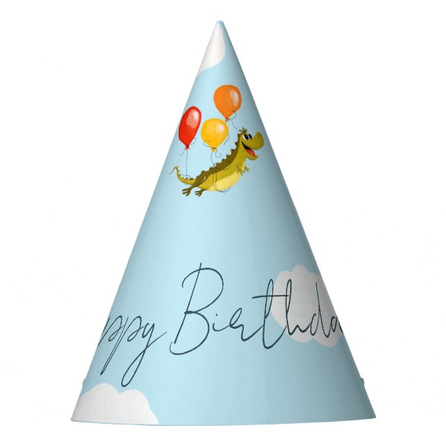 Custom Party Hat for a birthday with a crocodile (Front)