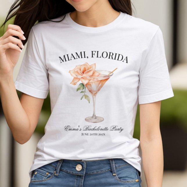 Custom Party Location Blush Cocktail  T-Shirt (Customizable Party Location T-Shirt)