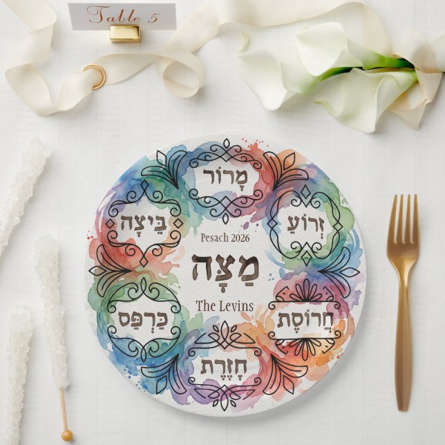 Custom Passover Seder Plate for All Guests Pesach  (Wedding)