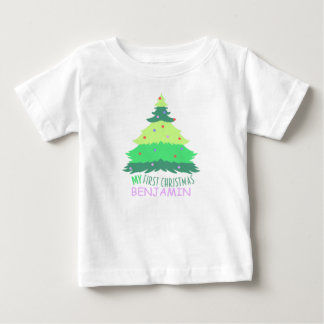 Custom Pastel and Cute My First Christmas Name Baby T-Shirt