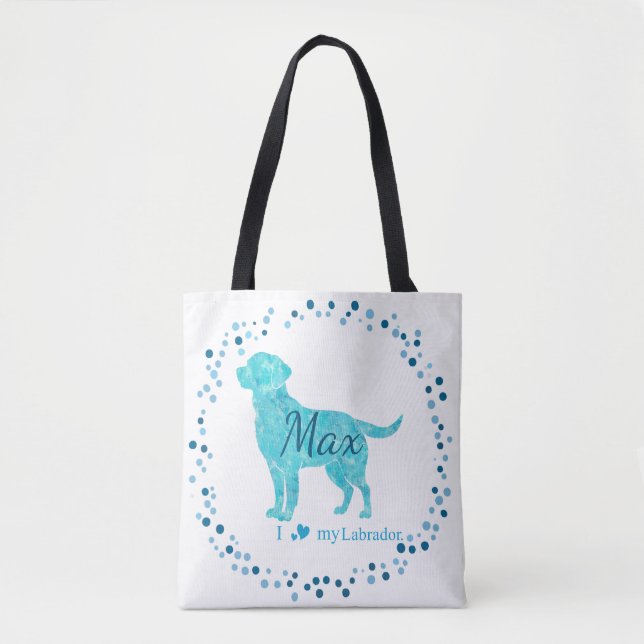 Custom pastel blue labrador retriever tote bag (Front)