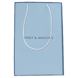Custom pastel blue personalised minimalist name medium gift bag