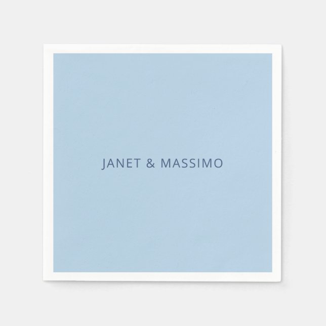 Custom pastel blue personalised minimalist name napkin (Front)