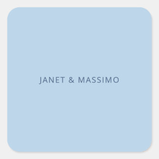 Custom pastel blue personalised minimalist name square sticker