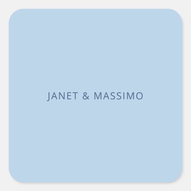 Custom pastel blue personalised minimalist name square sticker (Front)