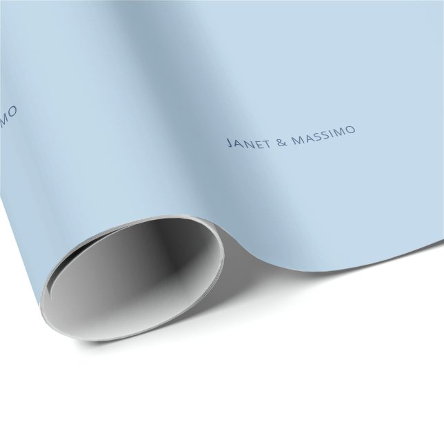 Custom pastel blue personalised minimalist name wrapping paper (Roll Corner)