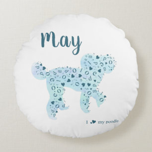 Custom Pastel Blue Poodle Silhouette Throw Pillow