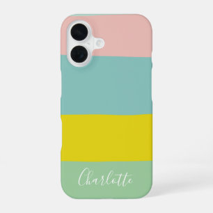 Custom Pastel Colour Block Modern Minimalist Scrip iPhone 16 Case