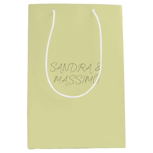 Custom pastel colour personalised minimalist name medium gift bag (Front)