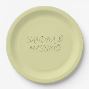 Custom pastel colour personalised minimalist name paper plate