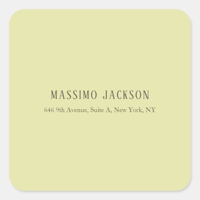 Custom pastel colour personalised minimalist name square sticker (Front)