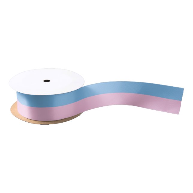Custom Pastel Cotton Candy Pink and Denim Blue Satin Ribbon (Spool)