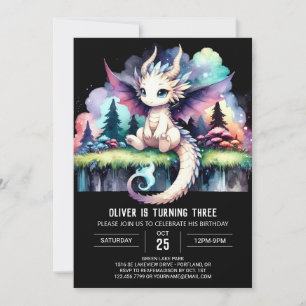 Custom Pastel Dragon Birthday Invitation