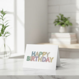 Custom Pastel Felt Letters Happy Birthday Card