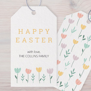 Custom Pastel Floral Cute Colourful Happy Easter Gift Tags