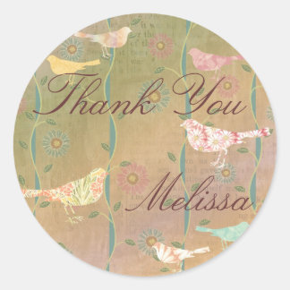 Custom Pastel Flower Birds Sticker