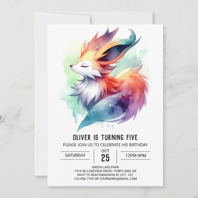 Custom Pastel Fox Birthday Invitation (Front)