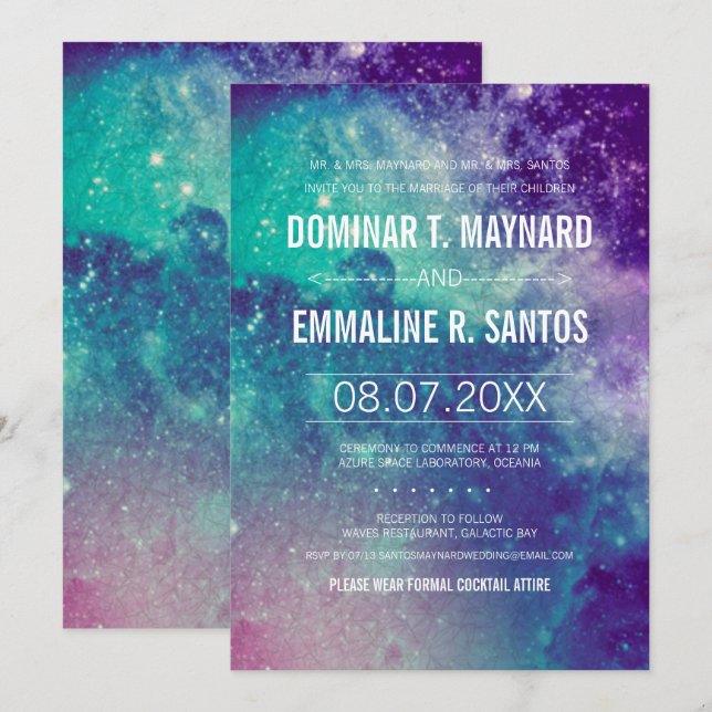Custom Pastel Galaxy Wedding Invites (Front/Back)