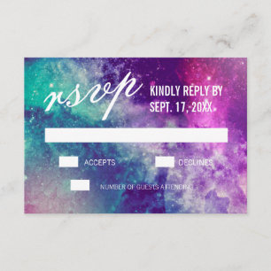 Custom Pastel Galaxy Wedding RSVP Cards