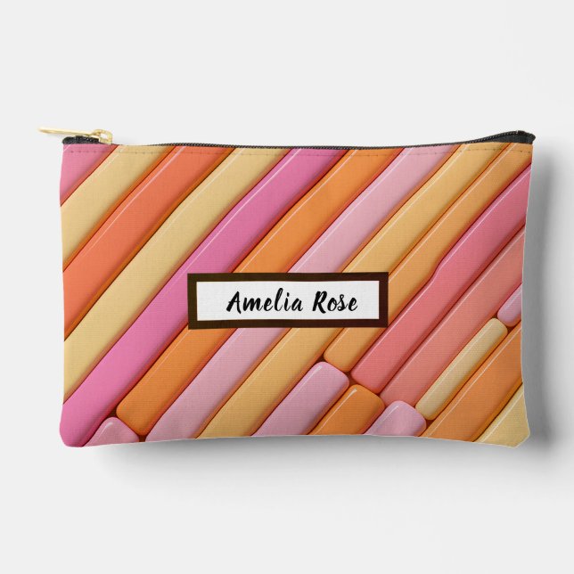Custom Pastel Geometric Accessory Pouch – Modern  (Front)