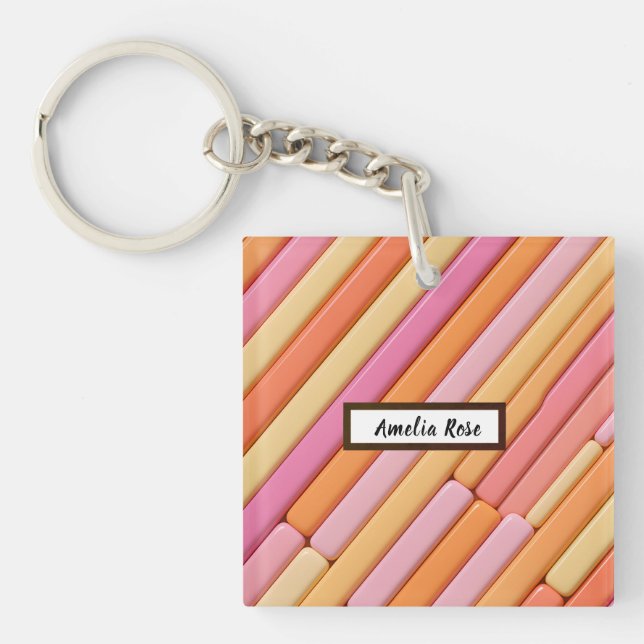 Custom Pastel Geometric Acrylic Keychain – Modern  (Front)