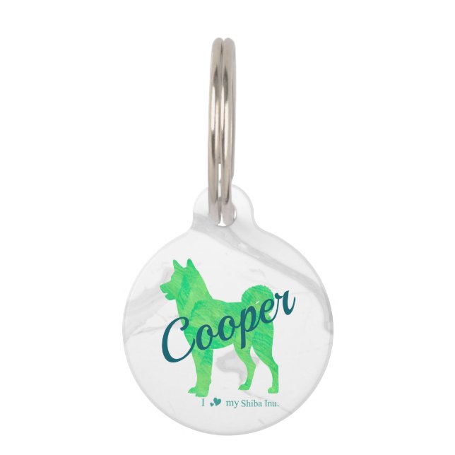 Custom Pastel Green Shiba Inu Silhouette ID Tag (Front)
