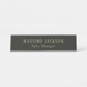 Custom pastel grey personalised minimalist name desk name plate