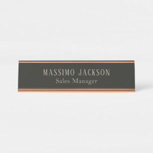 Custom pastel grey personalised minimalist name desk name plate