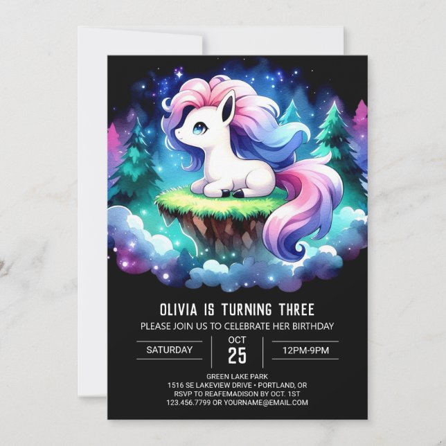 Custom Pastel Horse Birthday Invitation (Front)
