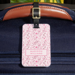 Custom Pastel Light Soft Pink Floral Pattern Luggage Tag
