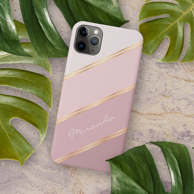 Custom Pastel Mauve Rose Blush Pink Art Stripes Case-Mate iPhone Case (Creator Uploaded)