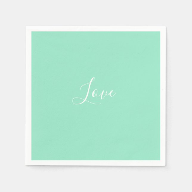 Custom Pastel Mint Solid Colour Minimalist Wedding Napkin (Front)