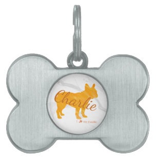 Custom Pastel Orange French Bulldog Dog Tag
