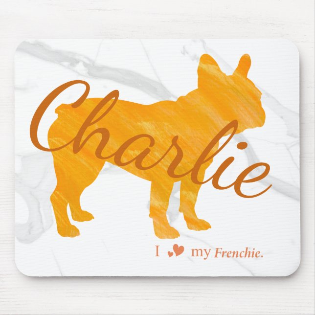Custom Pastel Orange French Bulldog - Frenchie Mouse Mat (Front)