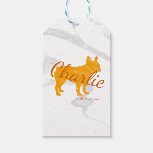 Custom Pastel orange french bulldog gift tag (Front)
