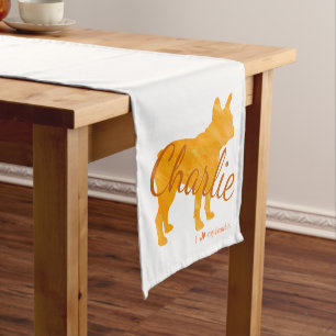 Custom Pastel Orange French Bulldog Table Runner