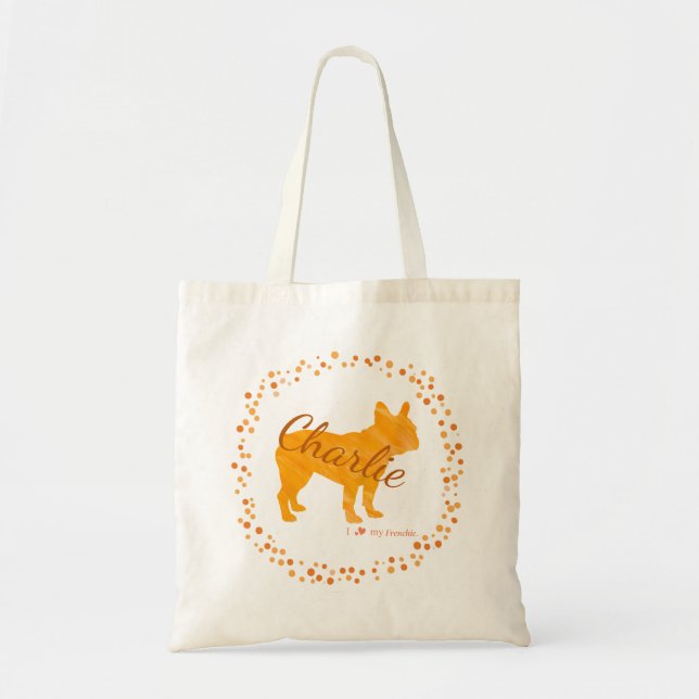 Custom Pastel orange french bulldog tote bag Gift (Front)