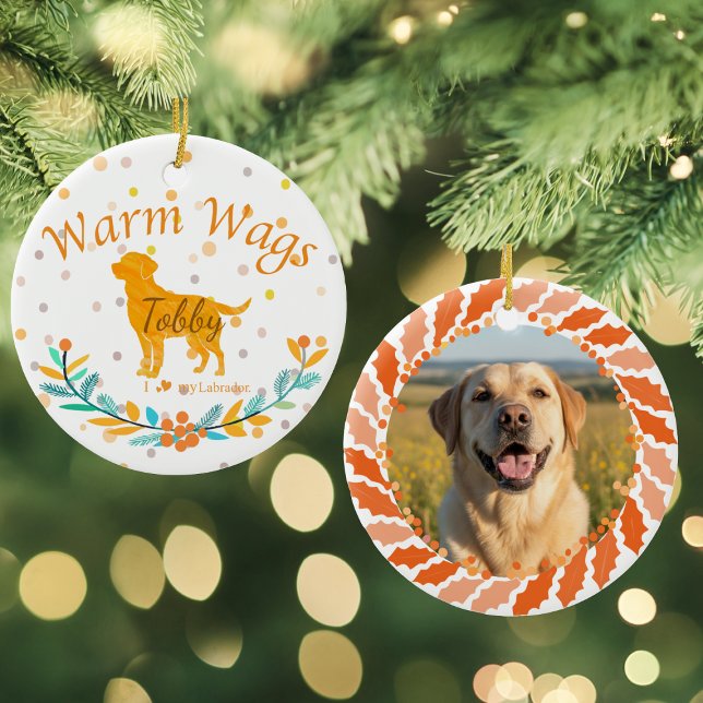 Custom Pastel Orange Labrador Retriever Christmas  Ceramic Tree Decoration (Creator Uploaded)