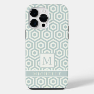 Custom Pastel Pale Soft Blue Grey White Geometric  iPhone 14 Pro Max Case