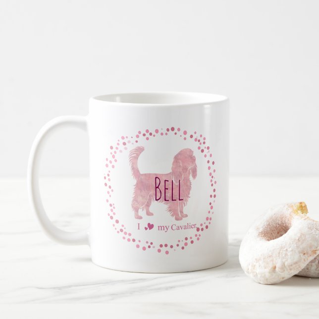 Custom Pastel pastel pink cavalier Silhouette mug  (With Donut)